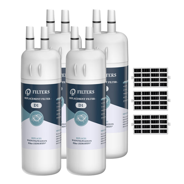 EDR1RXD1 W10295370A 9081 Refrigerator Water Filter with Air Filter by DFilters 4pk