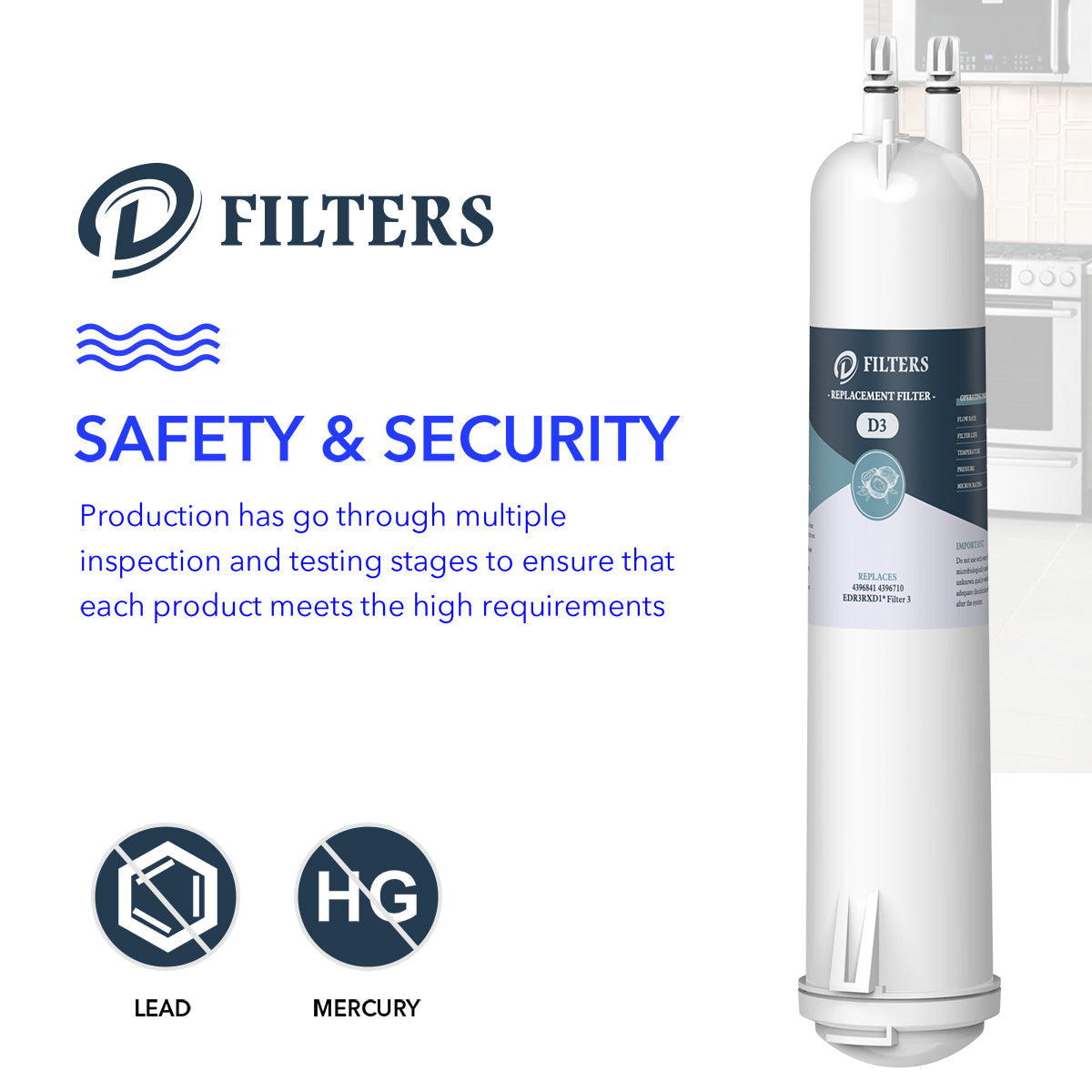 EDR3RXD1 Compatible 4396841, 4396710, Whirlpool Filter 3 Water Filter